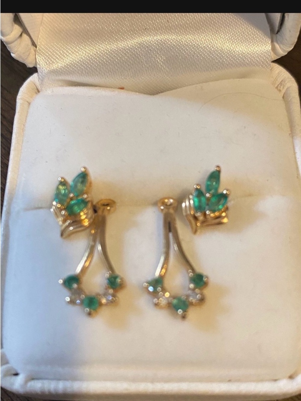 14k Emerald And Diamond Earrings And Jackets